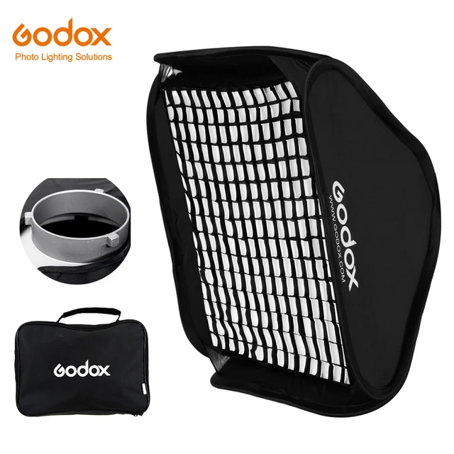 Godox 40cm 50cm 60cm 80cm Flash Speedlite Square Softbox + S Type Bracket  Bowens Mount + Honeycomb Grid With 2.8m Light Stand