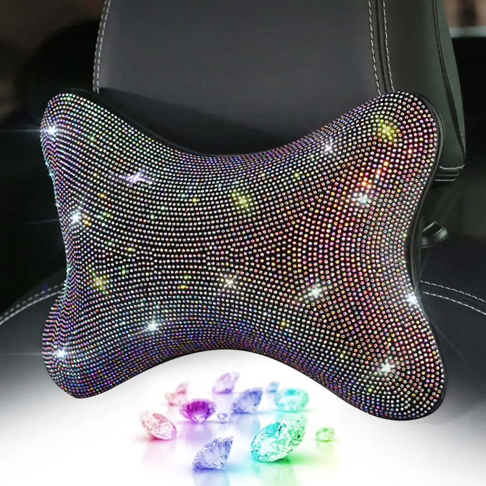 

Bling Rhinestones Diamond Car Seat Neck Rest Pillow Luster Crystal Headrest Head Support Decor Accessories Relieve Neck Fatigue