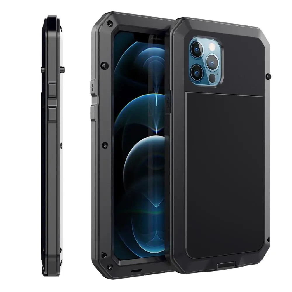 

360 Full-Body Doom Armor IP54 Waterproof Case For iPhone 12 Mini 12 Pro Max Coque Aluminum Cover Metal Bumper Shockproof Case