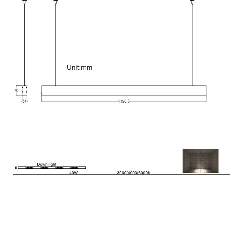 Белый окрашенный 40 Вт антибликовый линейный светодиодный подвесной светильник для столовой, поверхностный монтаж, Светодиодный линейный светильник 120 см