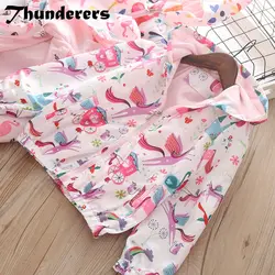 Thunderers/весенне-Осенняя детская ветровка для девочек; детская куртка с рисунком; пальто с капюшоном и длинными рукавами для малышей; одежда