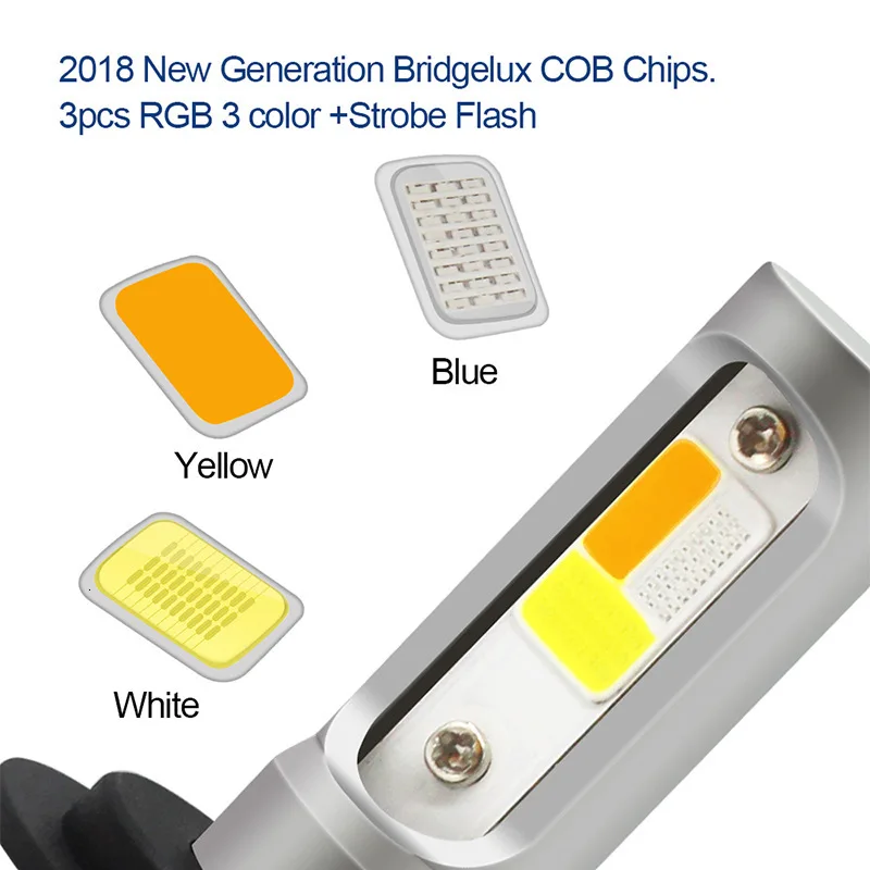 2 шт. RGB 72W фары для S2 Автомобильный светодиодный фары для H1 H7 H8 H9 H11 9005HB3 9006HB4 Hi/короче спереди и длиннее сзади) H4 HB2 9012 880881 стайлинга автомобилей Авто Противо-Туманная фара 12V