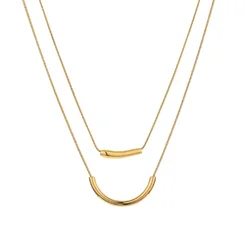 2022 New Fashion Women Punk Double Layer Geometric Pendant Necklace Women Sexy Party Stainless Steel Chain Necklace Jewelry