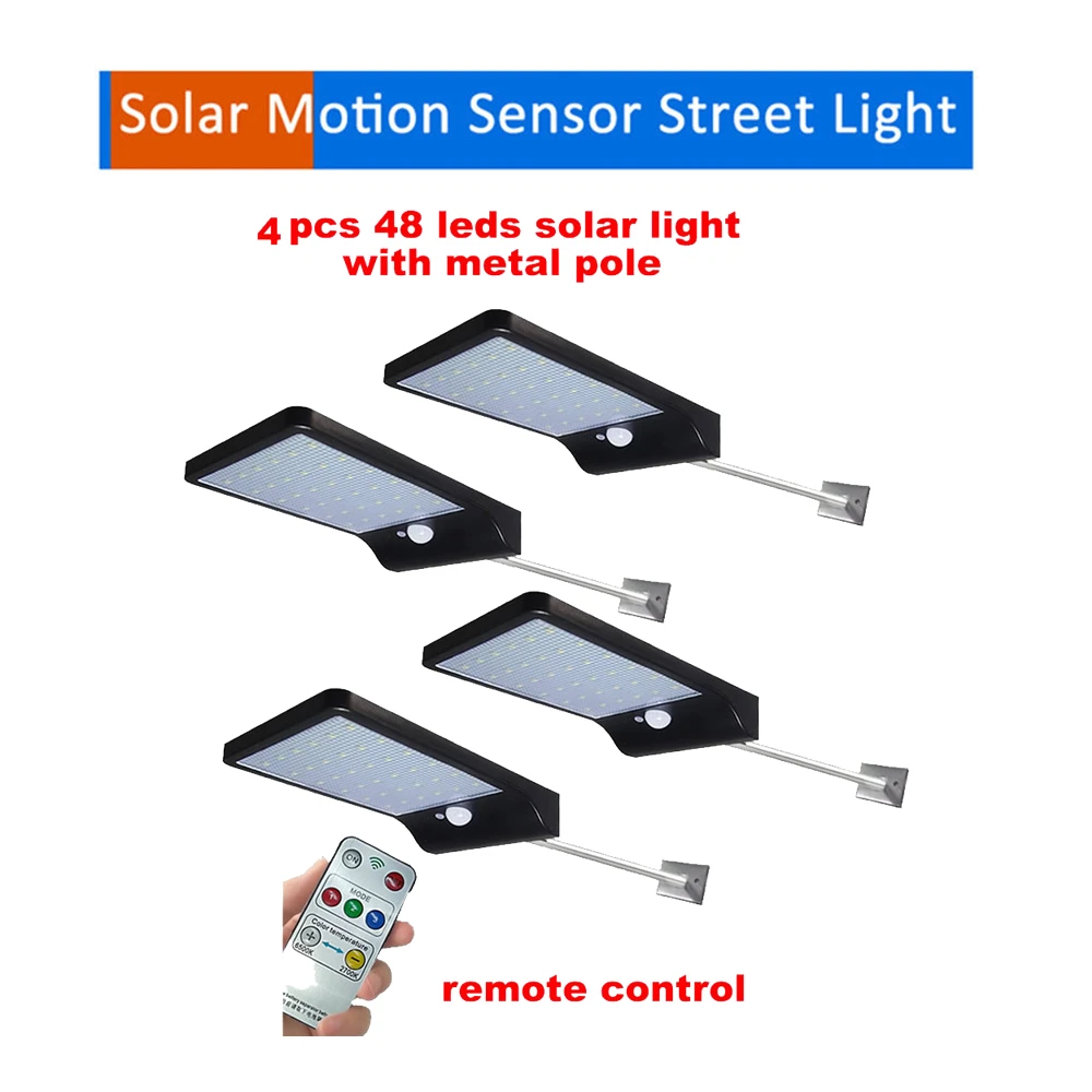 

2/4pcs Upgraded Solar LED light Solar Powered 48 LEDs Four Modes Waterproof PIR Motion Sensor Lamp Outdoor Fence Garden Path Wal