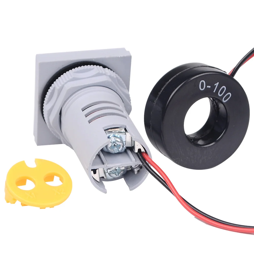 22mm Digital LED Voltage Meter 50-380V 100A Volt Amp HZ AC Ammeter Signal Lights Voltmeter Current Frequency Indicator Tester