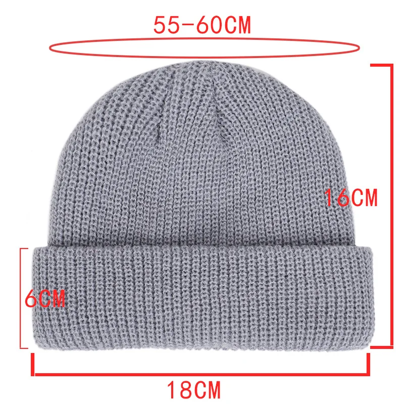 mens skully Knitted Beanie Hat Solid Soft Stretchy Caps for Autumn Winter Men Short Head Caps Outdoor Warm Melon Street Beanies Women Hats grey skully hat