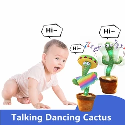 Muñeco de peluche eléctrico de Cactus para niños, muñeco de felpa para bailar, tela de punto, Cactus, loro, grabación parlante para bebés, 2022