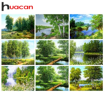 

Huacan Diamond Painting Art Kits Tree 5D Diamond Embroidery Nature River DIY Handicraft Decor For Home