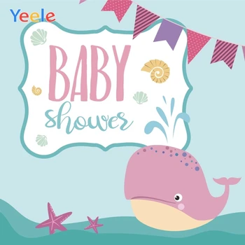 

Yeele Baby Shower Photocall Whale Sea Star Waves Photography Backdrops Personalized Photographic Background For Photo Studio