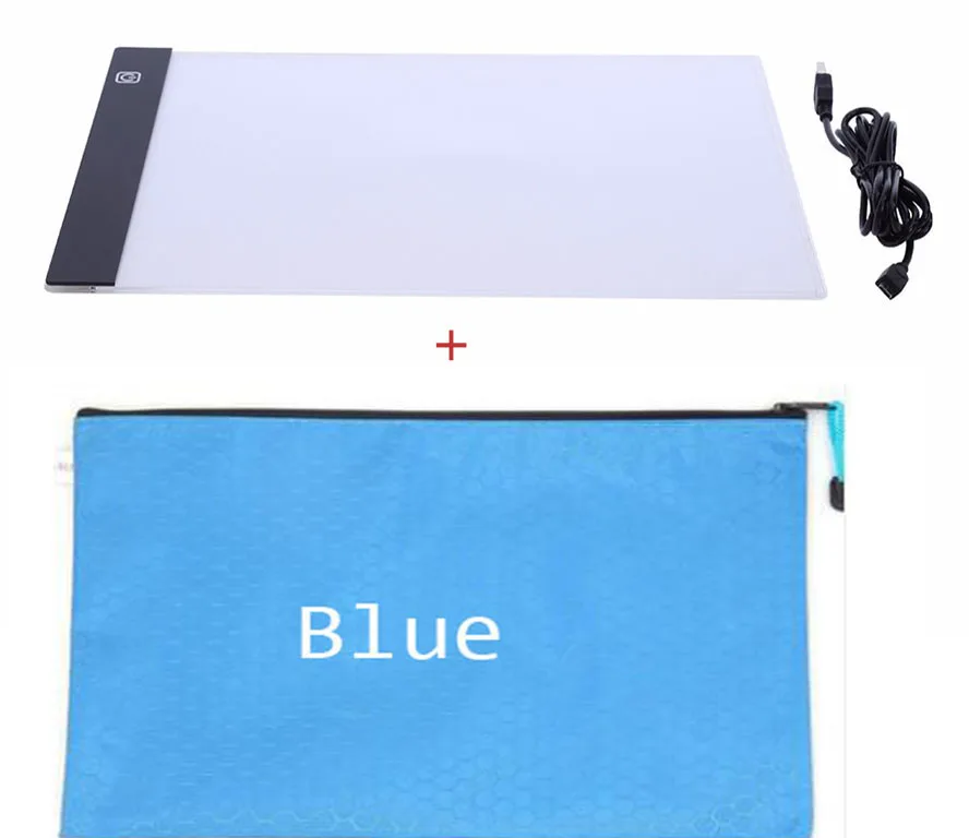 blue bag a4 LED Диммируемый А4 светодиодный светильник, планшет, инструменты, алмазная вышивка, трафаретная доска, USB светильник, коробка для отслеживания, доска для рисования, кабель-молния, сумка - Цвет: blue bag a4 LED