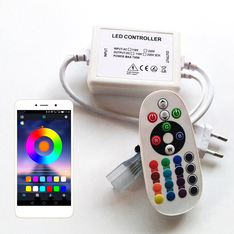 Bluetooth RGB контроллер огни с неоновыми рождественскими огнями светодиодный контроллер шнура(штепсельная Вилка европейского стандарта