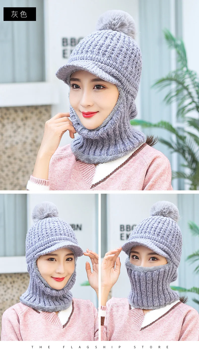 Модные зимние шляпы Skullies Beanies мама теплая шапка для женщин шерстяной шарф шапки в полоску вязаный набор шапки и шарфа