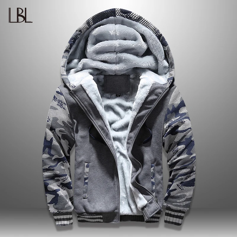 En Ligne LBL épaissir veste hommes chaud polaire sweats à capuche Outwear hiver hommes fermeture éclair à capuche manteau Streetwear Fitness vêtements Jaquetas Masculina