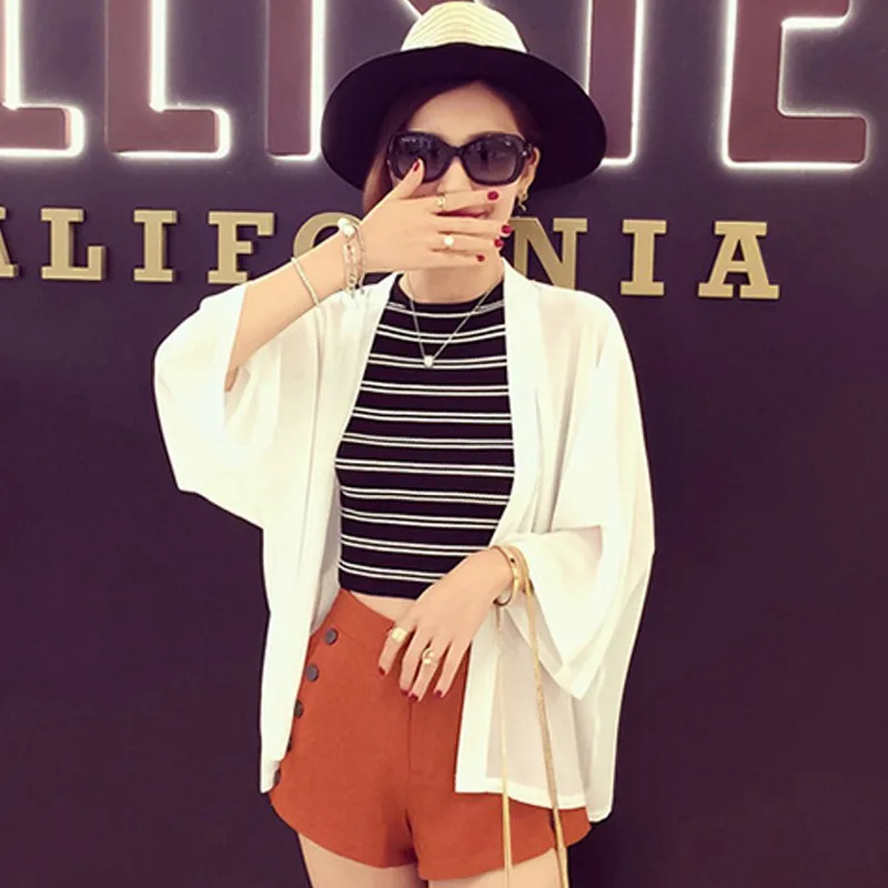 

Stylish Women's Casual Long Sleeve Cardigan Chiffon Solid Long Loose Blouse Shirt