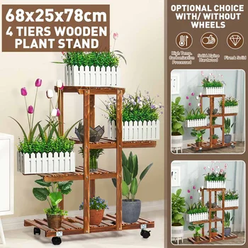 

Alpine Hardwood Wooden Plant Stand Pot Durable Plant Shelf Flower Pot Stand Storage Rack Plant Holder Outdoor Furniture Decor