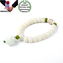 OMHXZJ, опт, CS115, Европейская мода, прекрасный подарок на день рождения для женщин и мужчин, натуральный нефритовый Bodhi, бусины в форме лотоса