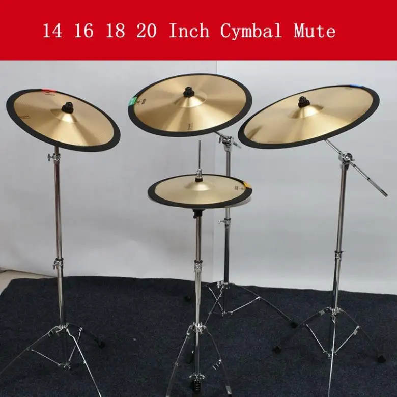 14/16/18/20 Inch Cymbal Mute Circle Ring Drum Set Hi-Hat Practice Silencer Pad Sound Stop Band Instrument Accessories