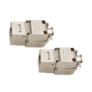 

10Pc RJ45 Cat6A Trapezoidal Jack Module Degree Full Shield RJ45 Socket Tool-Free Termination