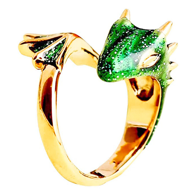 Enamel Starry Sky Small Blue Dragon Ring For Women Colorful Fresh Opening Adjustable Ring Unisex Charm Punk Jewelry Gift