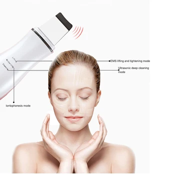 

Ultrasonic Face Skin Scrubber EMS Blackhead Acne Removel Deep Face Cleaning Machine face Lifting Facial Massager micro-current