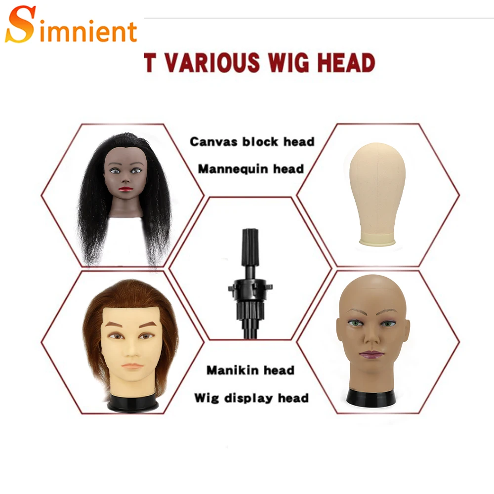 Metal Wig Head Stand Adjustable Tripod Mannequin Head Stand Cosmetology Hairdressing Training Head Holder For Canvas Block Heads