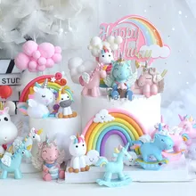 Радужный Золотой Единорог акриловый торт Топпер облако леденец форма для украшения тортов детский день рождения кекс Топпер украшения для свадебного торта