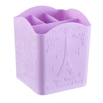 

Organizer Desk Mini Makeup PP Cosmetic Pen Holder Container Brush Cases Storage Box Nail Art Tool Eiffel Tower 4 Compartments