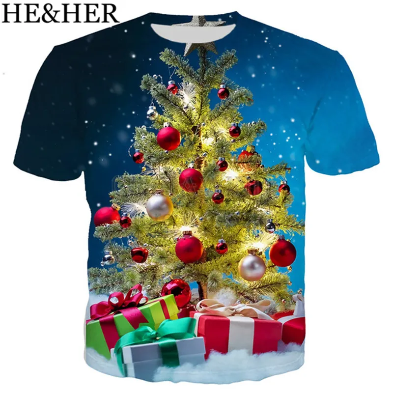 New arrive popular merry christmas t shirt men women 3D print fashion cool hip hop tshirt streetwear casual summer tops - Цвет: 4