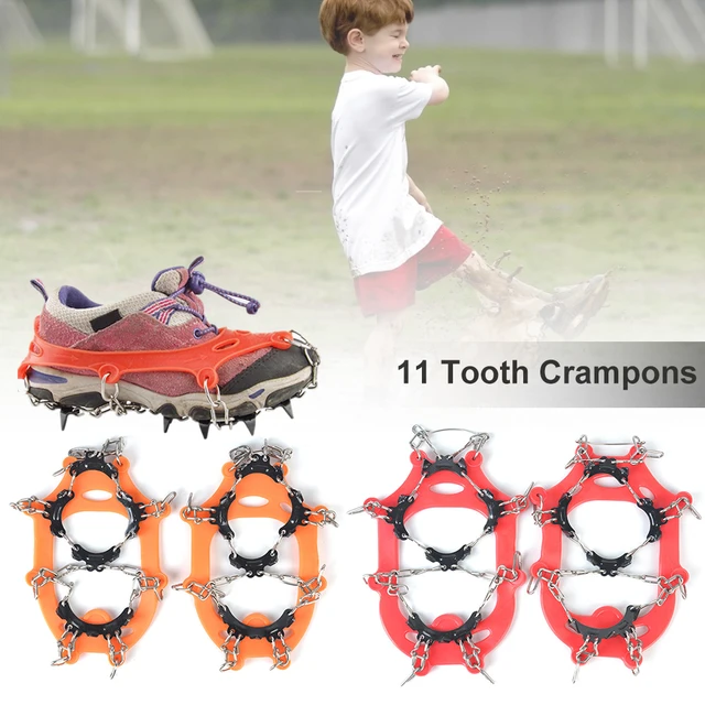 Crampons à crampons avec 11 dents en acier inoxydable, pinces à