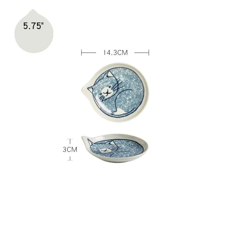 Японский стиль керамические каплевидные тарелки Посуда с изображениями фруктов Креативный дизайн милый с изображением из мультфильма Lucky Cat - Цвет: 5.75 J