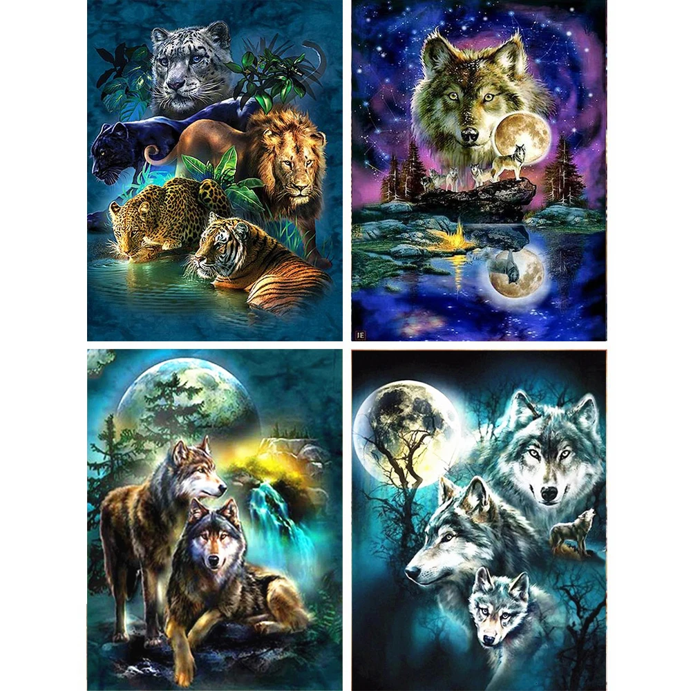 

GATYZTORY Full Square Diamond Painting Wolf Diamond Embroidery Animals Mosaic Sale Pictures With Rhinestones Home Decor