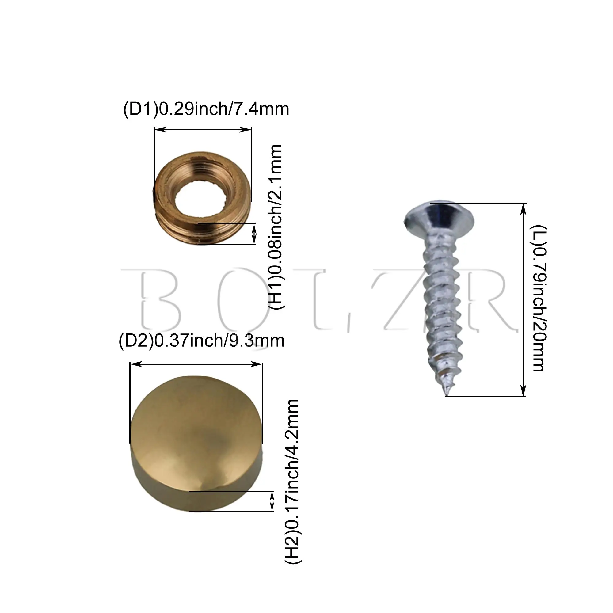 BQLZR 16pcs 9.3mm Dia Furniture Decorative Copper Golden Cap Nails for Table Mirror Cap Nail