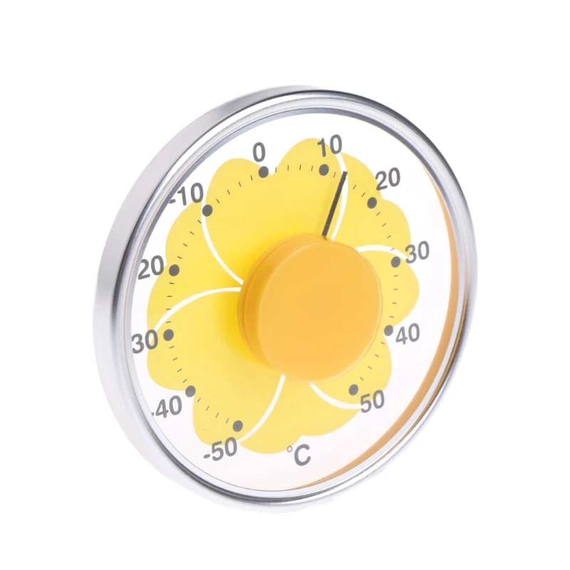 3 дюйма желтого цвета с цветочным принтом на термометр прозрачные круглые окна висит Температура Прямая поставка Поддержка
