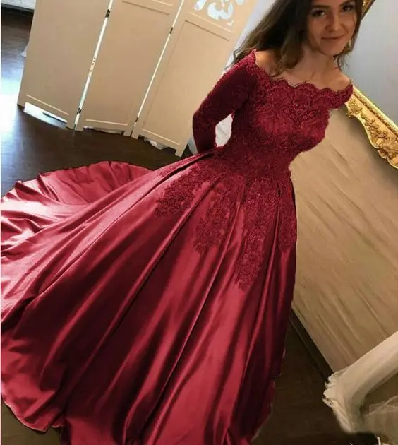 Elegant 2019 Off Shoulder Prom dresses Long Sleeves Vestidos de fiesta dress for graduation Formal Evening Prom Dresses