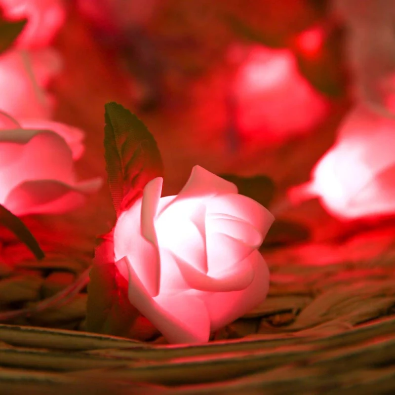 Зеленый лист розы светодиодный свет шнура для Садовый светильник вечерние батареи
