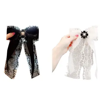 

Womens Eyelash Floral Lace Bowknot Faux Pearl Rhinestone Shirt Blouse Brooch Pins Jewelry Neck Tie Collar Accessories