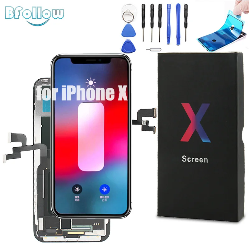 

BFOLLOW Copy LCD OLED Assembly for iPhone X Screen Replacement Display Digitizer AAA with True Tone Frame Sticker