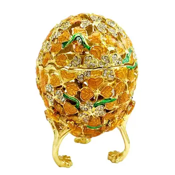 

Golden Clover Faberge-Egg Series Hand Painted Jewelry Trinket Box Unique Gift for Easter Home Decor Collectible