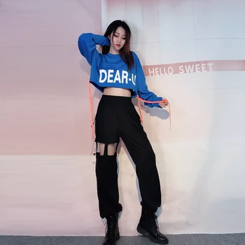 

Street Catwalk Clothing Female Long-Sleeve Loose Sweater High Waist Trousers Adult Jazz Dance Costume Hip-Hop Dance Wear DL5571