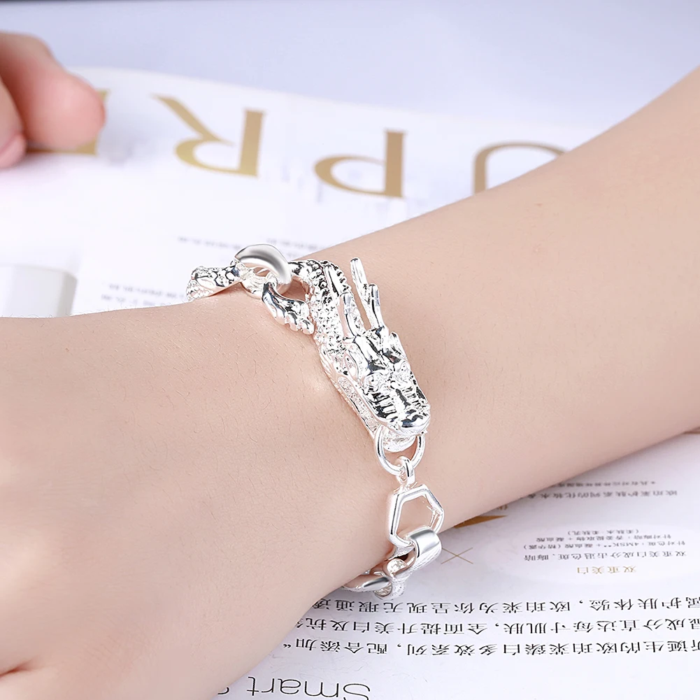 925 Sterling Silver Classic Fashion Dragon Chain Bracelets For Women Charms Wedding Party Girls Fine Retro Jewelry 2021