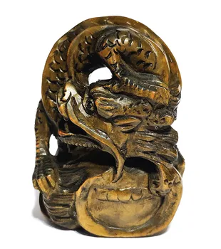 

Y6325 - 2" Hand Carved Boxwood Netsuke Figurine Carving - Zodiac Dragon