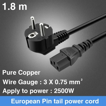 

Europe VDE Approval Electric Copper Cable AC Power Cord 3 Pin Plug In EU With C13