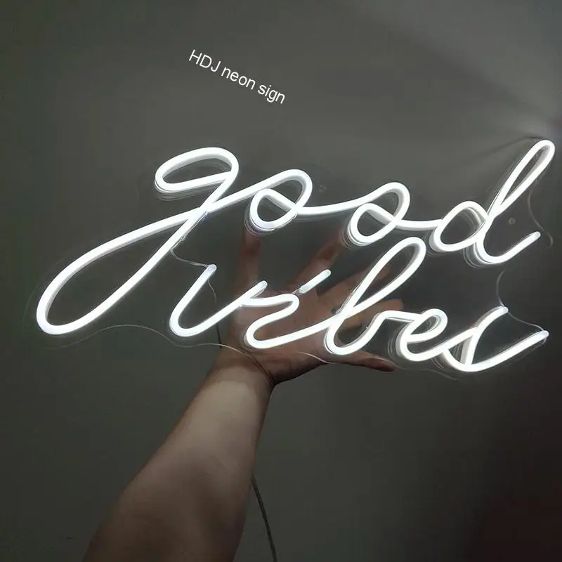 Неоновая светодиодсветодиодный табличка Good Vibes с надписью на заказ настенный