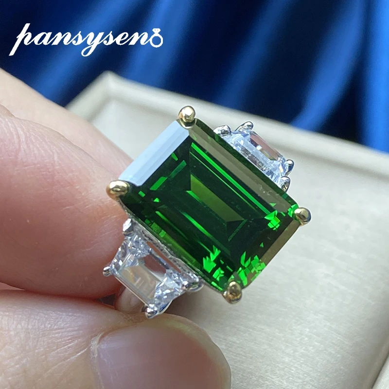 Solid 925 Sterling Silver Emerald Gemstone Anniversary Gift For Husband Men Ring 