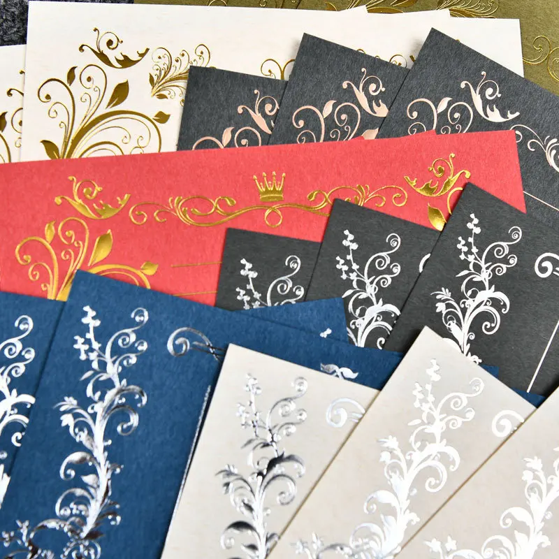 하이 퀄리티 유럽 레트로 편지 패드, 고백 초대장 쓰기 용지, 로맨틱 브론징 패턴, 창의적인 문구, 9 개