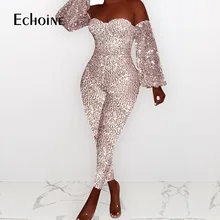 Echoine new spring sequined strapless long lantern sleeve solid color jumpsuits sexy nightclub romper playsuit bodycon bodysuit Echoine new spring sequined strapless long lantern sleeve solid color jumpsuits sexy nightclub romper playsuit bodycon bodysuit