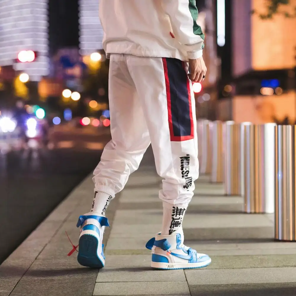 Мужская Уличная одежда для фитнеса Swag в стиле хип-хоп, спортивные штаны в полоску по бокам, мужские повседневные спортивные штаны в стиле Харадзюку длиной до щиколотки