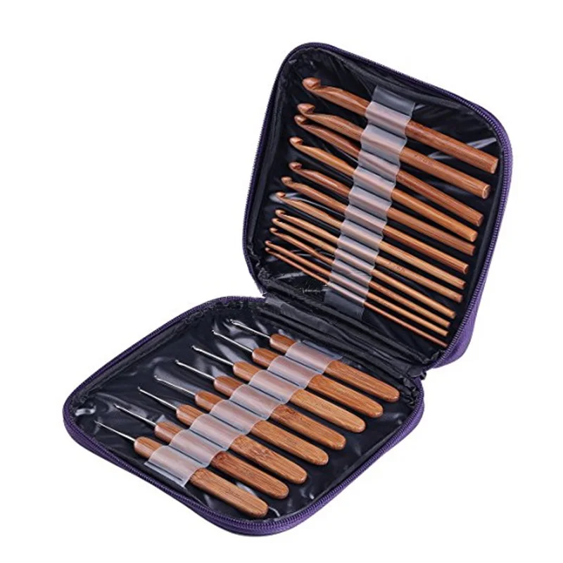 20pcs 20 шт шапка инструмент Плетение пряжа ремесла бамбуковый вязальный крючок спицы для вязания спицы для шитья домашний свитер шарф с сумкой - Цвет: 20pcs