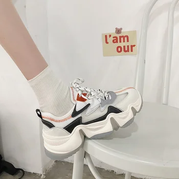

Daddy Shoes Women 2020 New Spring Ins Trend All-match Thick Bottom Street Shooting Fashion Casual White Shoes High Top Sneakers