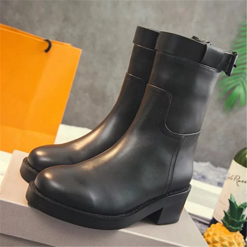 Botas mujer invierno/ г.; женская обувь; ботинки на среднем каблуке на молнии с пряжкой; scarpe donna; женские ботильоны с плюшем и круглым носком - Цвет: AS SHOW-Plush
